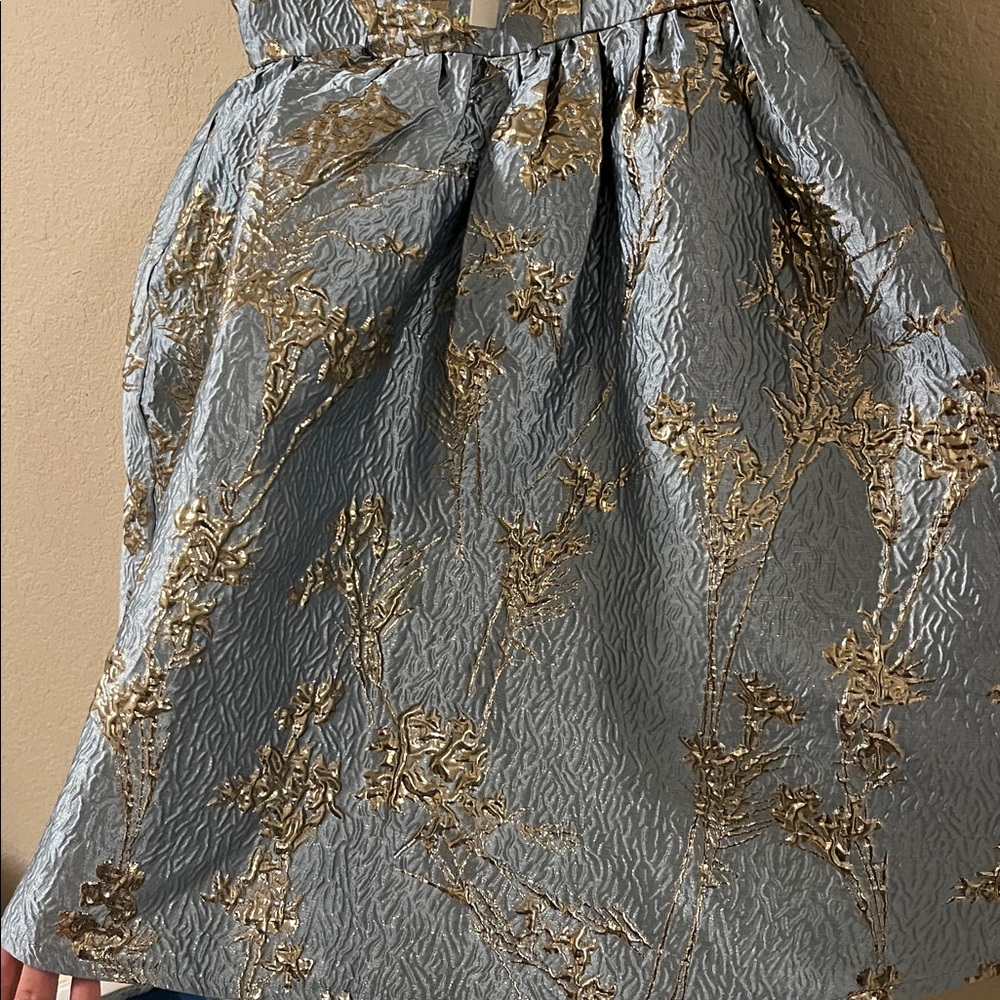 She + Sky Light Blue and Metallic Floral Dress Textured - Picture 5 of 5